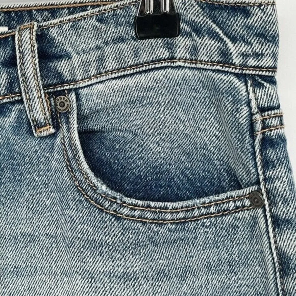 HIDDEN Los Angeles High Rise Distressed‎ Straight Leg Jeans Light Wash 27